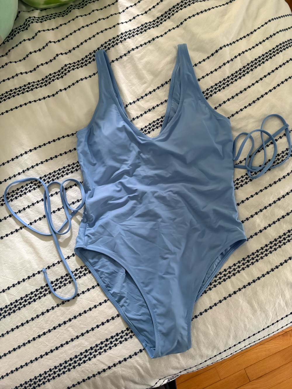 Girlfriend Collective Classic Blue One-Piece Swimsuit